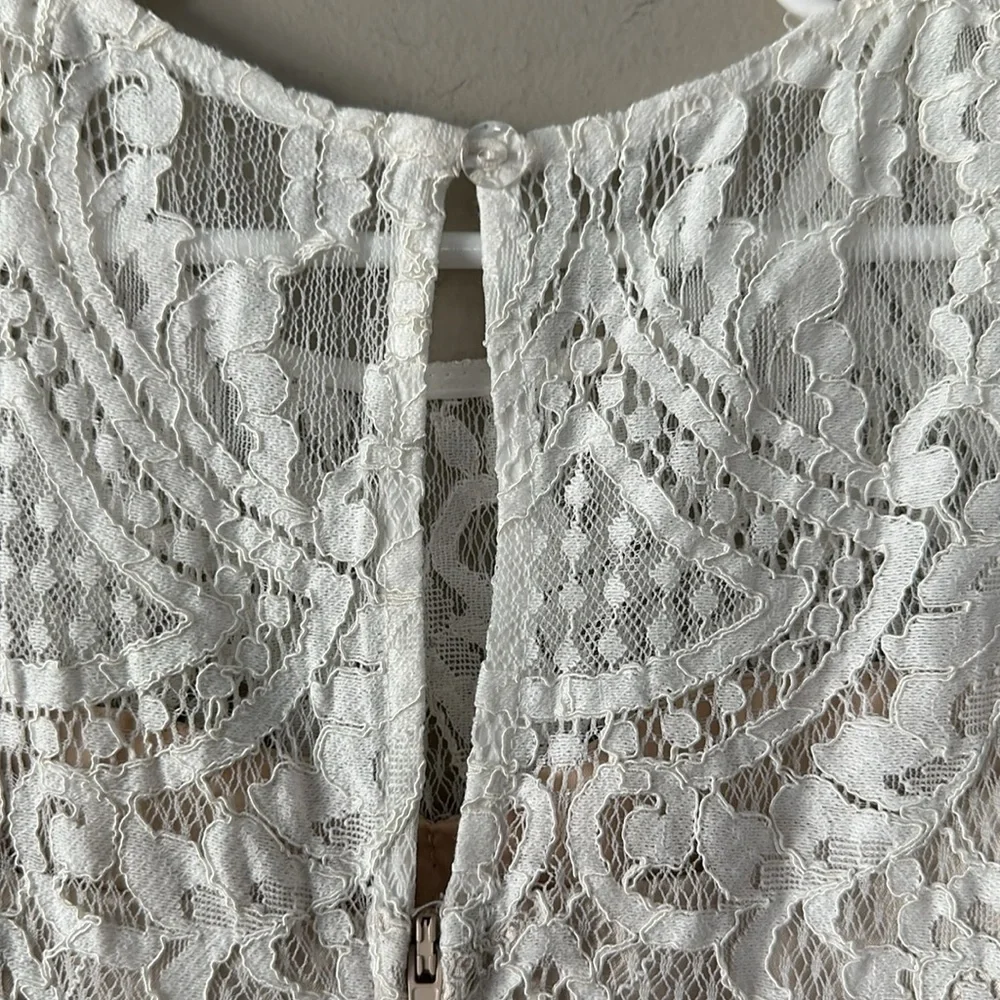 Rare Editions Big Girls 10 Lace Bodice Beaded Waist Belt Mesh Cascade Dress EUC